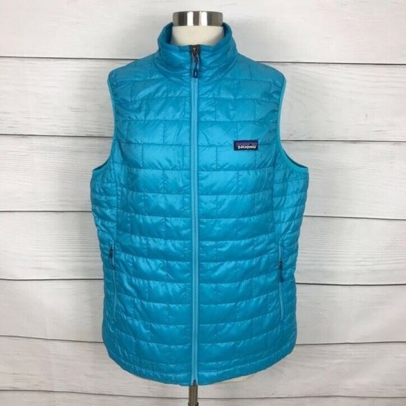 Patagonia Jackets & Blazers - Patagonia Women's XL Nano Puff Vest Blue Full Zip Sleeveless Jacket Outdoor